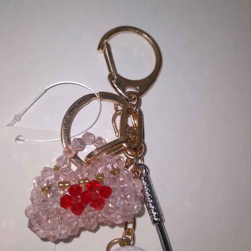 Golf Club Keychain/Purse Charm with Heart and Ball Charms